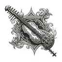 Saz (turkish instrument surrounded my fire coming tattoo design idea