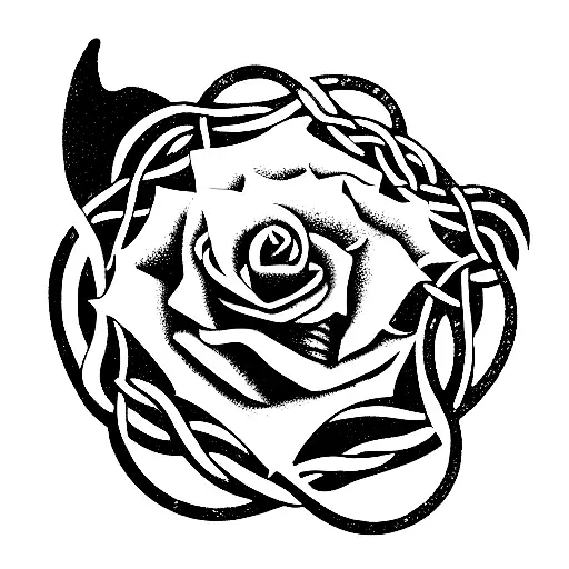 Black Panther, Celtic Symbol and Roses tattoo design idea