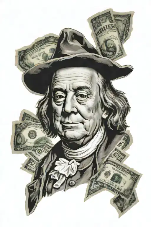 Benjamin Franklin from hundred dollar bill tattoo design idea