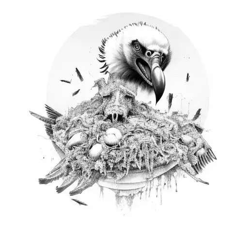 vulture eating rotten corpses tattoo design idea