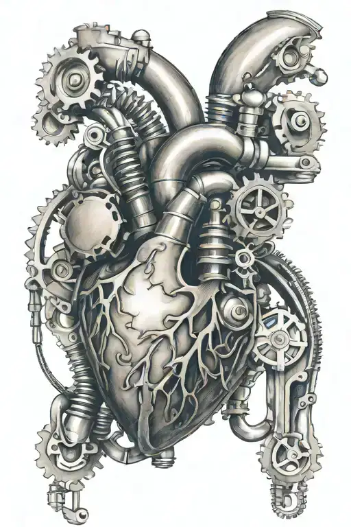 mechanical heart tattoo design idea