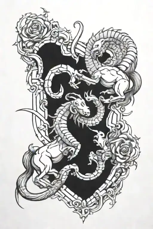 Aries and scorpio locked in battle tattoo design idea