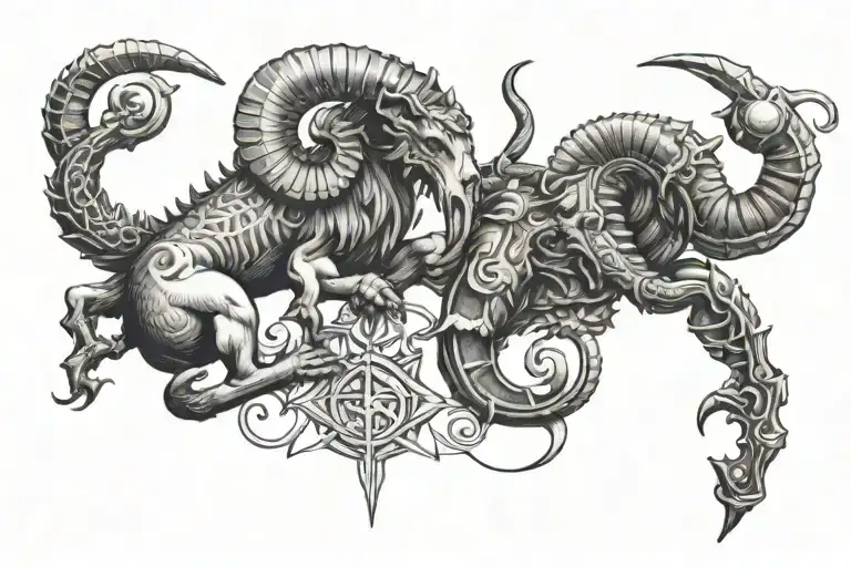 Aries and scorpio locked in battle tattoo design idea