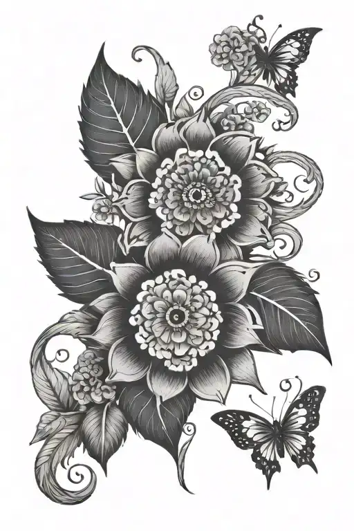 norse flowers tattoo design idea