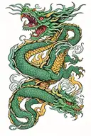 Dragon Shen Long's back tatoo color no blank spaces tattoo design idea