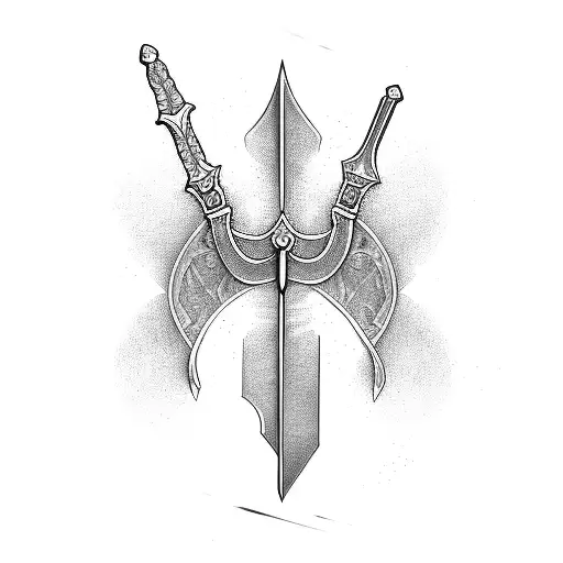 Sword cyber sigilism tattoo design idea