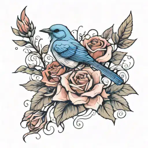 Nightingale and Rose tattoo design idea