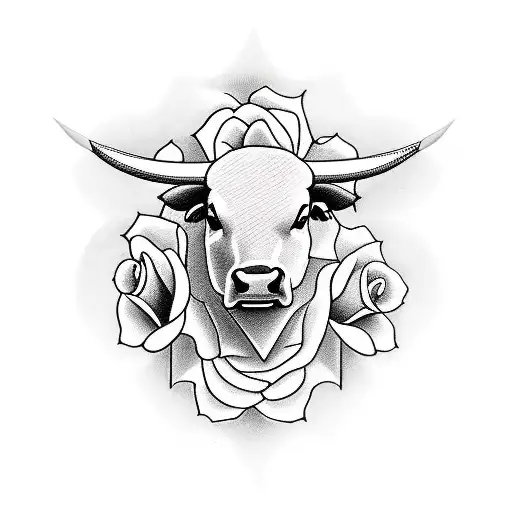 Bull with a cross on it a semicolon and a rose tattoo design idea