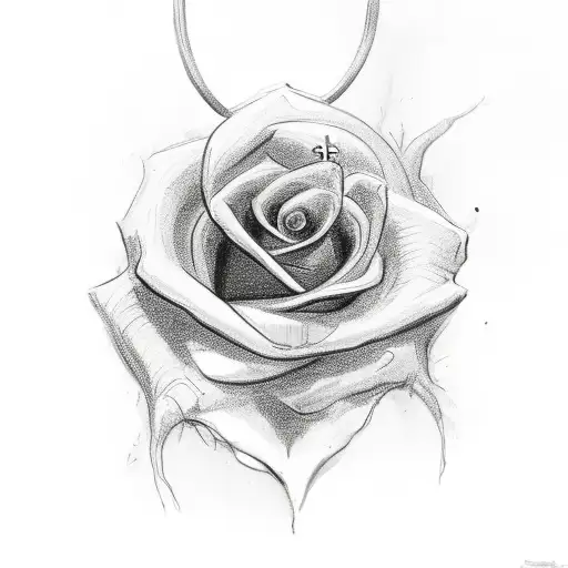 Bull with a rose and a cross and a semicolon  tattoo design idea