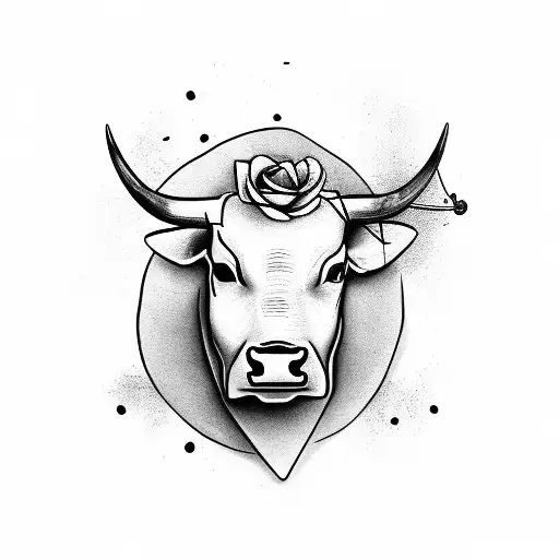 Bull with a cross on it a semicolon and a rose tattoo design idea