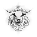 Bull with a cross on it a semicolon and a rose tattoo design idea