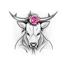 Bull with a cross on it a semicolon and a rose tattoo design idea