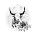 Bull with a cross on it a semicolon and a rose tattoo design idea