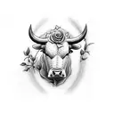 Bull with a cross on it a semicolon and a rose tattoo design idea