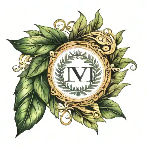 2014 roman numeral in laurel leaf circle wreath    tattoo design idea