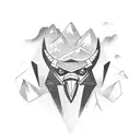 Empowered Condor (Condor head, athlete body) with riches, Condor positioned on a mountain positioned on top of a mountai tattoo design idea