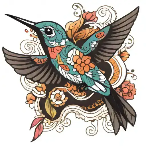 lineless hummingbird filled with mandala design incorporating tattoo design idea