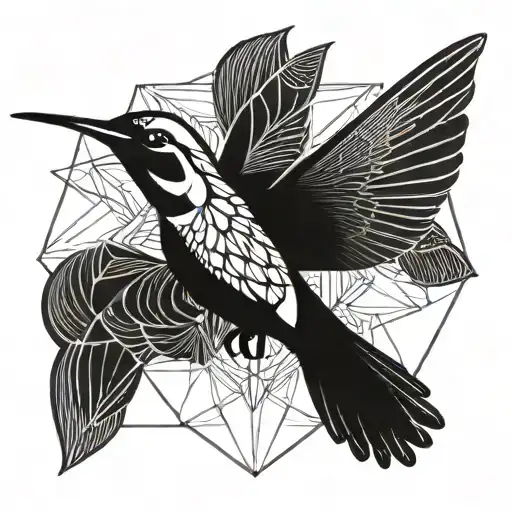  mandala inside the outline of a hummingbird flying tattoo design idea