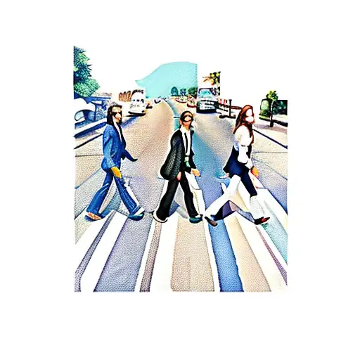the Beatles walking on Abbey Road  tattoo design idea