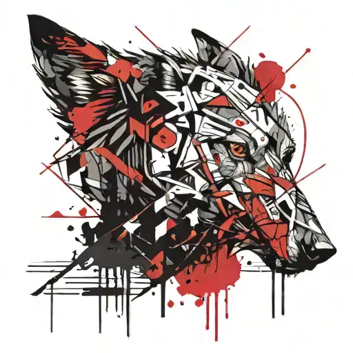 a plot with a wolf and a crow wrapped in adhesive tape on tattoo design idea