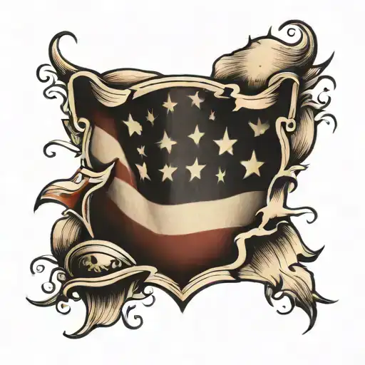 torn open for American flag inside tattoo design idea
