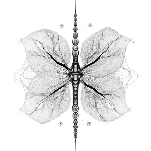 Abstract representation of neurons morphing into dragonflies tattoo design idea