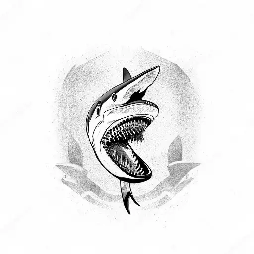 shark and hook tattoo design idea