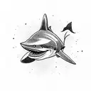 shark and hook tattoo design idea