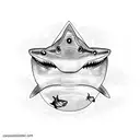 shark and hook tattoo design idea