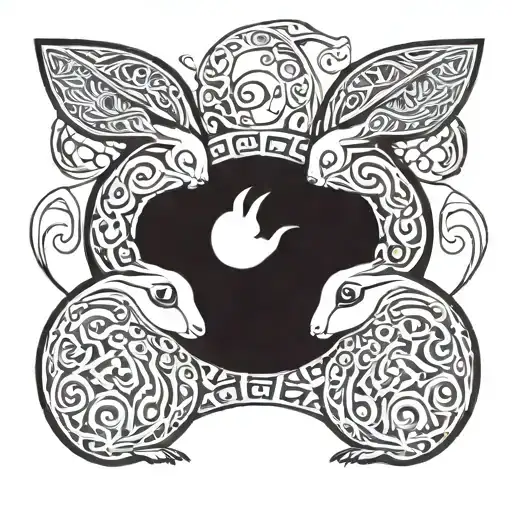 2 bunnies representing ying and yang tattoo design idea