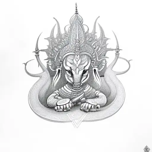 trishul with mantra tattoo design idea