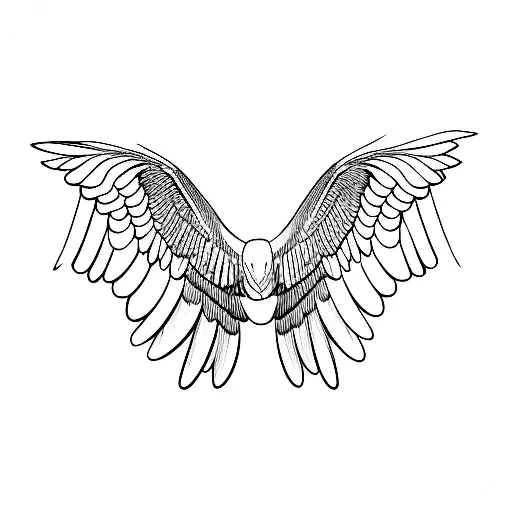 Minimalist design of a crow's wings spread wide in a seamless transition from black to grey tattoo design idea