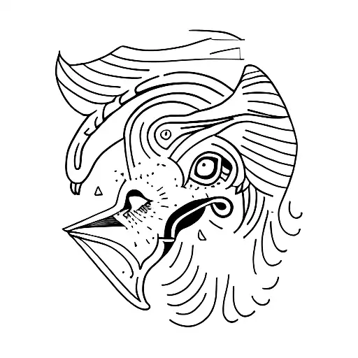 A minimalistic line drawing of a dark crow figure tattoo design idea