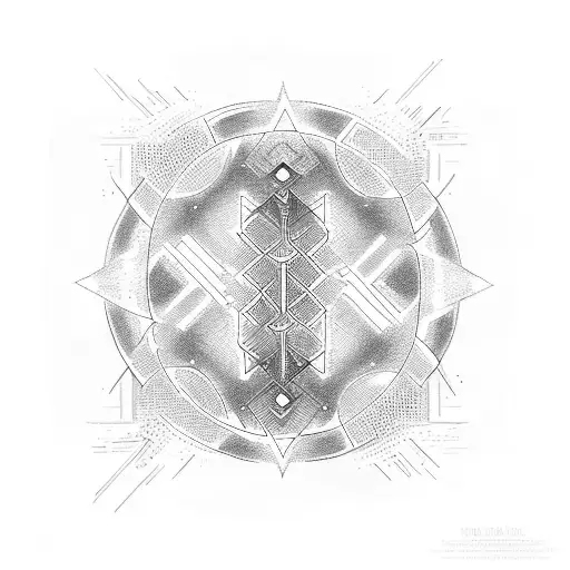 Runic code transforming into binary code tattoo design idea
