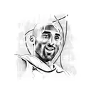 A portrait of Kobe Bryant with a basketball and his famous quote 'Heroes come and go, but legends are forever' tattoo design idea