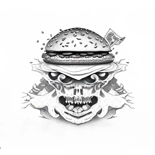 hamburguesa zombie  tattoo design idea