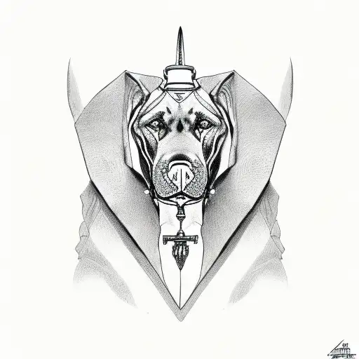 anubis great dane face tattoo design idea