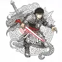 Berserk Guts wielding the Dragon Slayer tattoo design idea