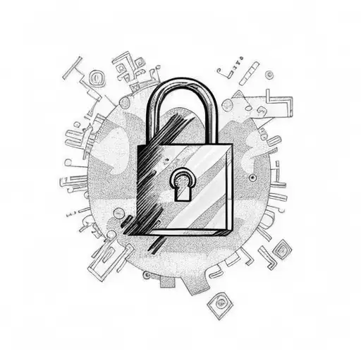 padlock and rainbow tattoo design idea