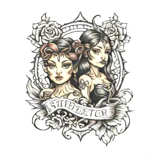 sisters protector tattoo design tattoo design idea