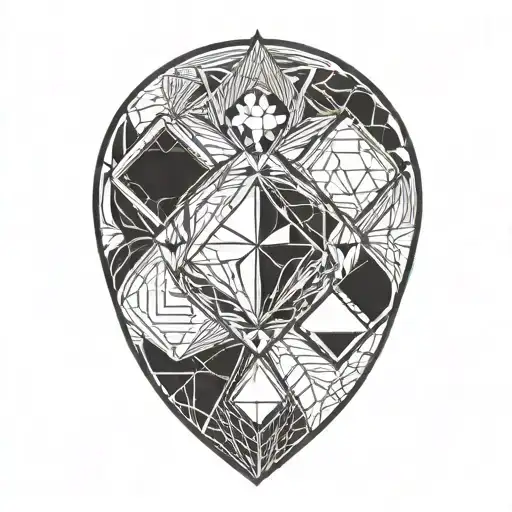 A u shaped geometric design with 5 diamond rings tattoo design idea