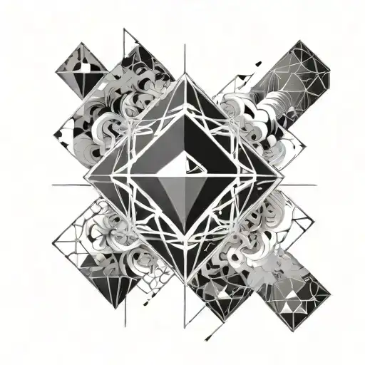 a black diamond shaped tattoo with white  ink making it look like light shining through a dark cloud tattoo design idea