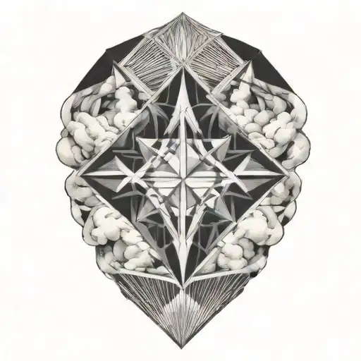 dark 5 diamond rings in clouds tattoo design idea