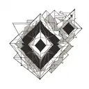 a black diamond shaped tattoo with white  ink making it look like light shining through a dark cloud tattoo design idea