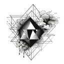 a black diamond shaped tattoo with white  ink making it look like light shining through a dark cloud tattoo design idea