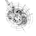 Design a captivating tattoo that seamlessly incorporates the concept of time travel, capturing the essence of exploratio tattoo design idea