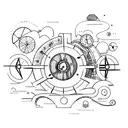 Design a captivating tattoo that seamlessly incorporates the concept of time travel, capturing the essence of exploratio tattoo design idea