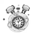 Design a captivating tattoo that seamlessly incorporates the concept of time travel, capturing the essence of exploratio tattoo design idea