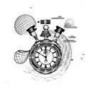 Design a captivating tattoo that seamlessly incorporates the concept of time travel, capturing the essence of exploratio tattoo design idea