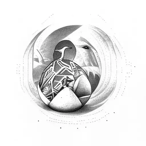 pigeon sitting on a dinosaur egg tattoo design idea